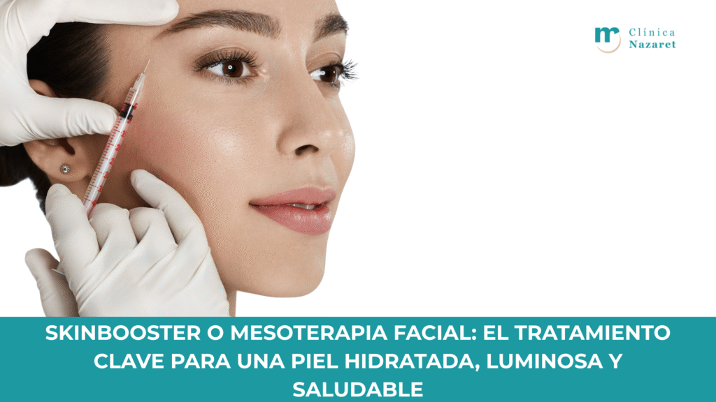 Tratamiento de skinbooster o mesoterapia facial con microinyecciones de ácido hialurónico para hidratar la piel en profundidad y mejorar su luminosidad.
